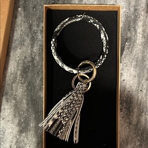 Black and Silver Tassel Keychain Bracelet